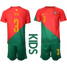 Baby Fußballbekleidung Portugal Pepe #3 Heimtrikot WM 2022 Kurzarm (+ kurze hosen)